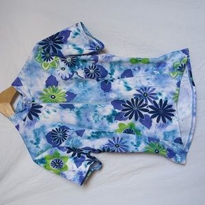 Shebeest shirt cycling jersey floral blue green Biking medium